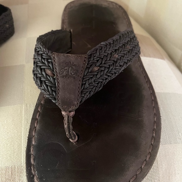 Tommy Bahama Sandals Flip Flops Black Woven Braided Leather Mens 10 - Picture 5 of 6
